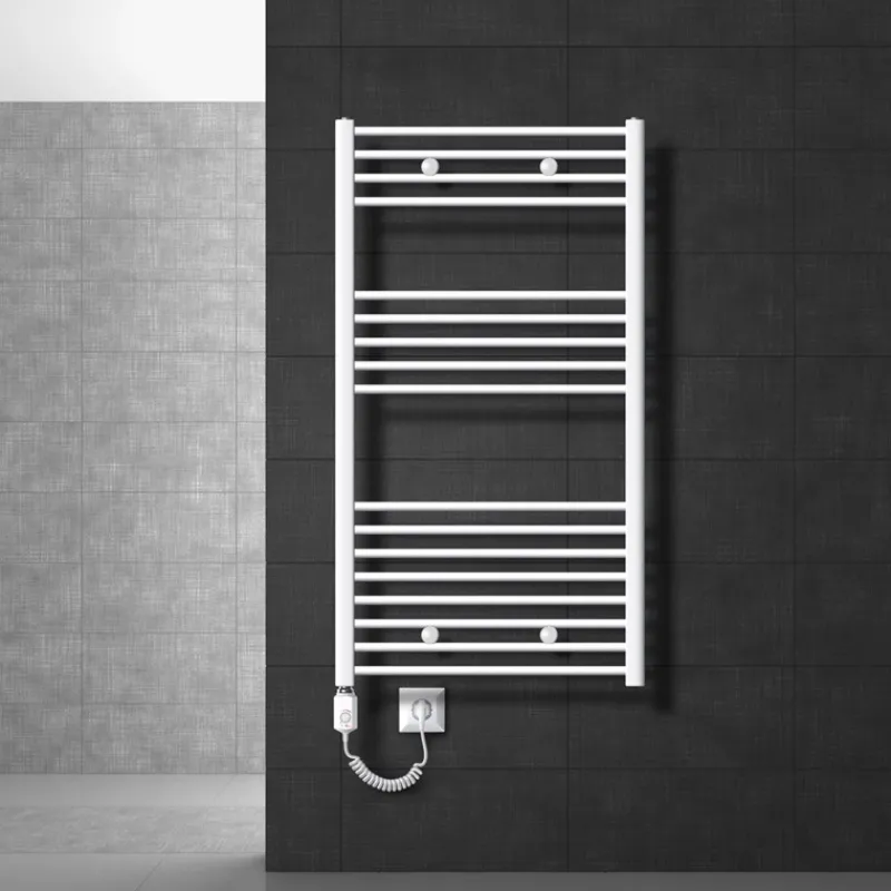 Badheizkörper Sahara mit Heizstab 1200W 750x1200 mm Weiß gerade mit Seitenanschluss-ECD Germany Hot
