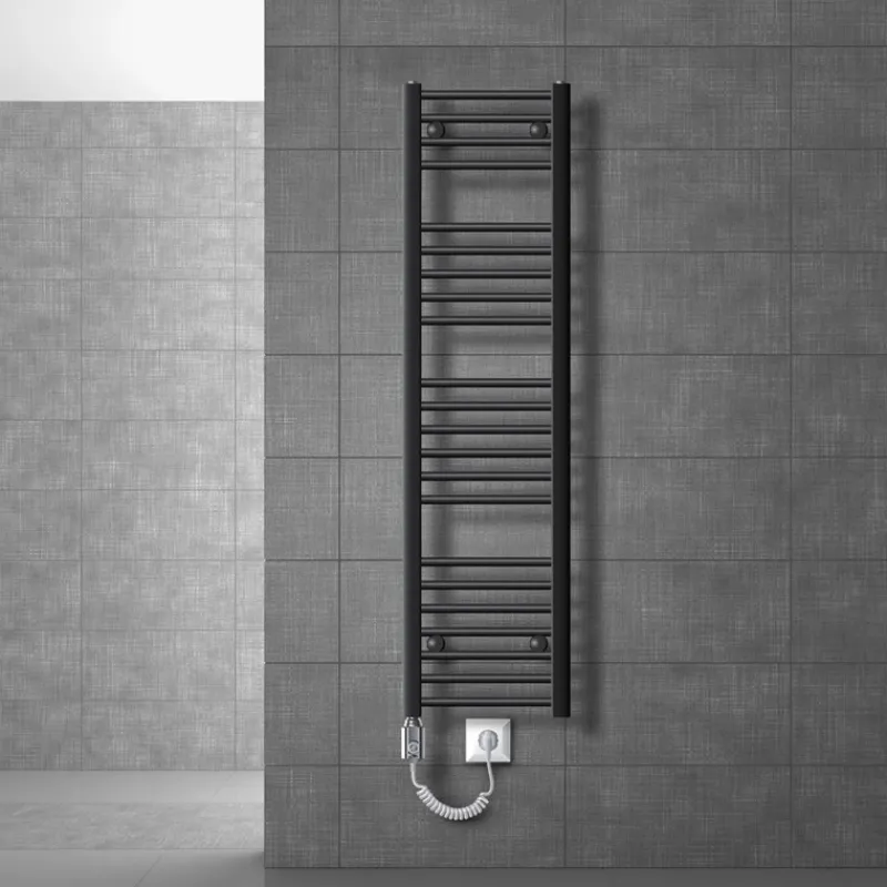 Badheizkörper Sahara mit Heizstab 1200W 300x1400 mm Anthrazit gerade mit Seitenanschluss-ECD Germany New