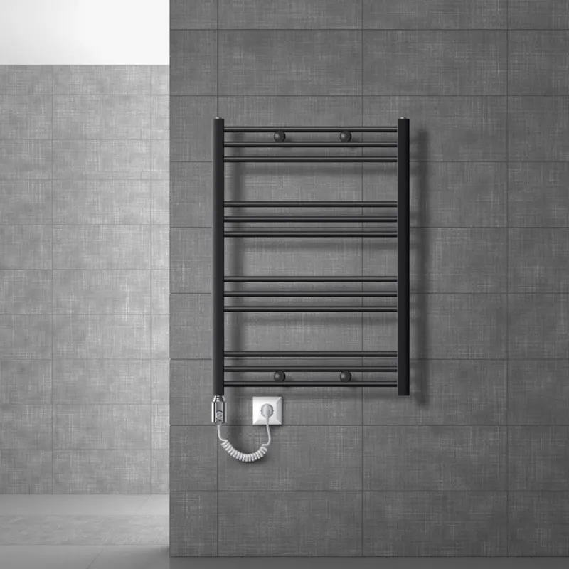 Badheizkörper Sahara mit Heizstab 300W 750x800 mm Anthrazit gerade mit Seitenanschluss-ECD Germany New