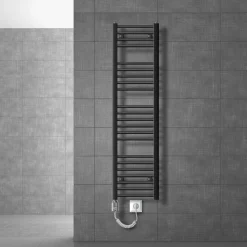 Badheizkörper Sahara mit Heizstab 900W 300x1400 mm Anthrazit gerade mit Seitenanschluss-ECD Germany Sale