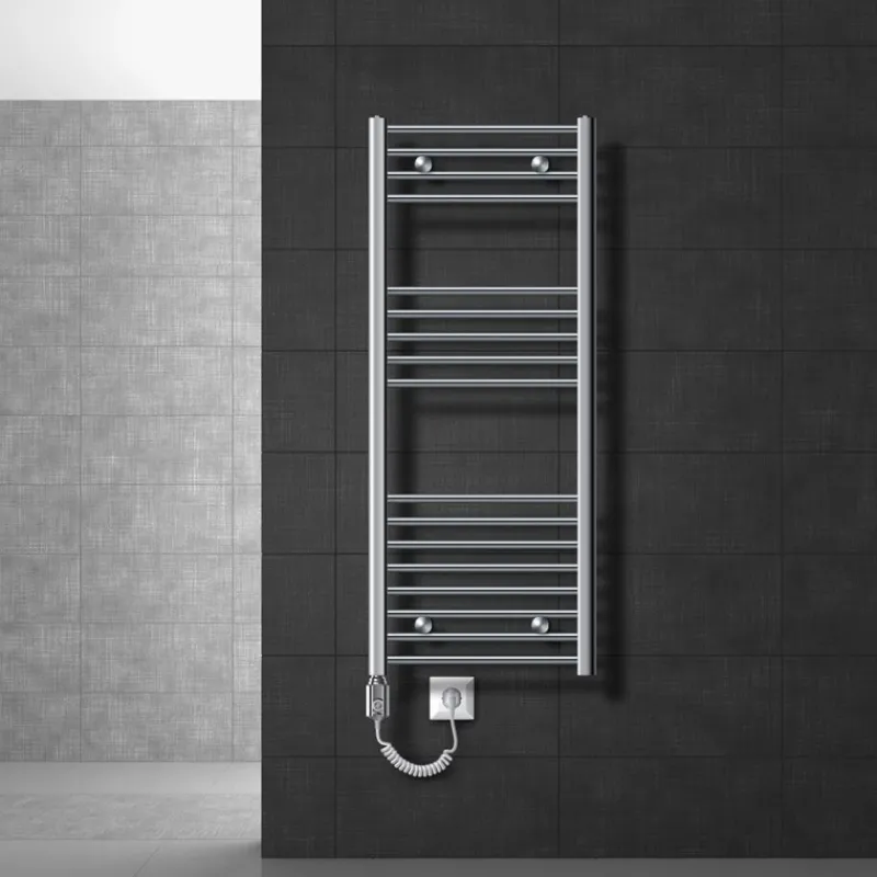 Badheizkörper Sahara mit Heizstab 1200W 500x1200 mm Chrome gebogen mit Seitenanschluss-ECD Germany