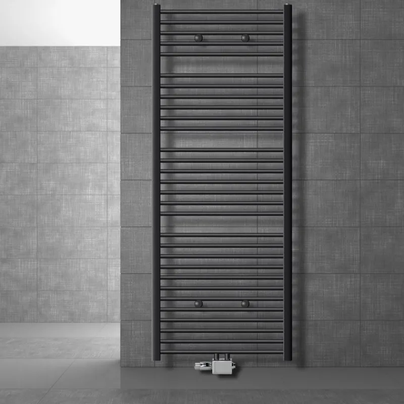 Badheizkörper Sahara 750x1800 mm Anthrazit gerade mit Mittelanschluss und Universale Anschlussgarnitur-ECD Germany Discount