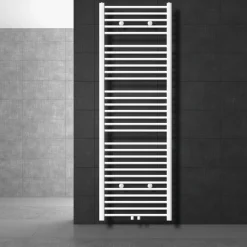 Badheizkörper Sahara 600x1800 mm Weiß gebogen mit Mittelanschluss LuxeBath-ECD Germany Online