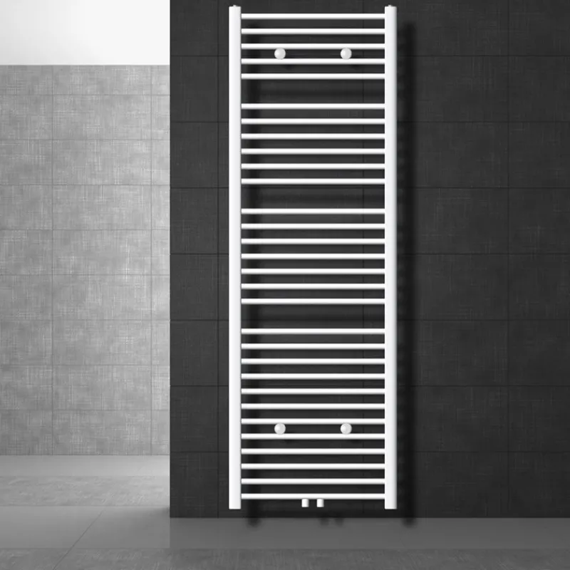 Badheizkörper Sahara 600x1800 mm Weiß gebogen mit Mittelanschluss LuxeBath-ECD Germany Online