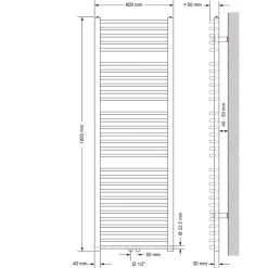 Badheizkörper Sahara 600x1800 mm Weiß gebogen mit Mittelanschluss LuxeBath-ECD Germany Online