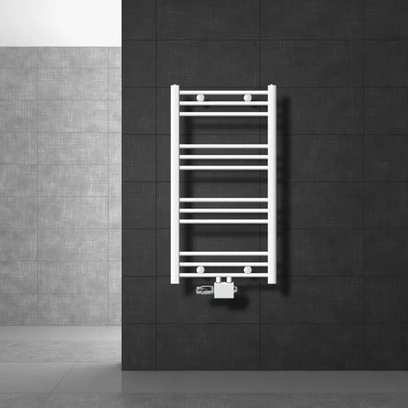 Badheizkörper Sahara 500x800 mm Weiß gerade mit Mittelanschluss und Universale Anschlussgarnitur-ECD Germany Best
