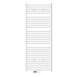Badheizkörper Sahara 750x1800 mm Weiß gebogen mit Mittelanschluss und Boden Anschlussgarnitur LuxeBath-ECD Germany Hot