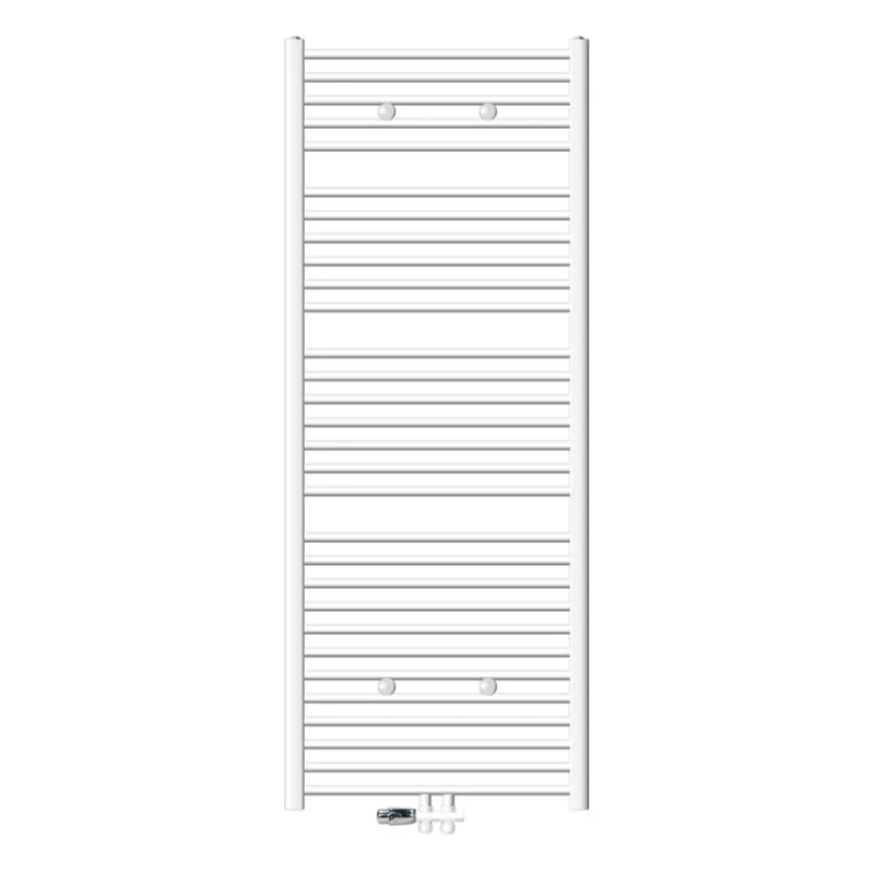 Badheizkörper Sahara 750x1800 mm Weiß gebogen mit Mittelanschluss und Boden Anschlussgarnitur LuxeBath-ECD Germany Hot