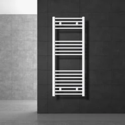 Badheizkörper Sahara 500x1200 mm Weiß gebogen mit Seitenanschluss LuxeBath-ECD Germany Outlet