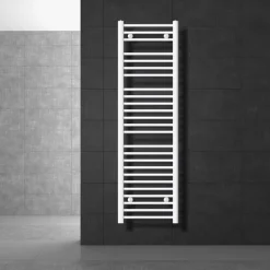 Badheizkörper Sahara 400x1500 mm Weiß gebogen mit Seitenanschluss LuxeBath-ECD Germany Discount