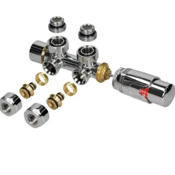 Badheizkörper Sahara 500x800 mm Chrome gebogen mit Mittelanschluss und Wand Anschlussgarnitur-ECD Germany New