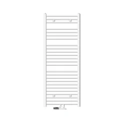 Badheizkörper Sahara 600x1500 mm Weiß gebogen mit Mittelanschluss und Wand Anschlussgarnitur-ECD Germany Online