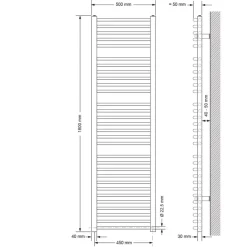 Badheizkörper Sahara 500x1800 mm anthrazit gebogen mit Seitenanschluss-ECD Germany Sale