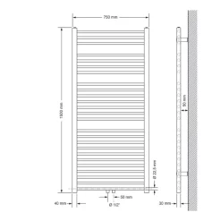 Badheizkörper Sahara 750x1500 mm Anthrazit gebogen mit Mittelanschluss-ECD Germany Hot