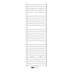 Badheizkörper Sahara 600x1800 mm Weiß gebogen mit Mittelanschluss und Wand Anschlussgarnitur-ECD Germany Discount