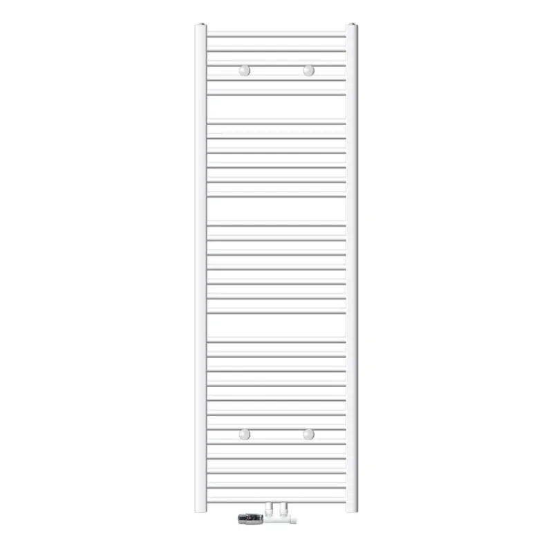Badheizkörper Sahara 600x1800 mm Weiß gebogen mit Mittelanschluss und Wand Anschlussgarnitur-ECD Germany Discount