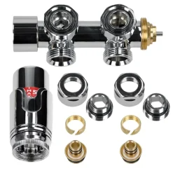 Badheizkörper Sahara 750x1800 mm Schwarz gerade mit Wand Thermostatventil LuxeBath-ECD Germany New