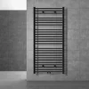 Badheizkörper Sahara 750x1500 mm Schwarz gerade mit Wand Thermostatventil LuxeBath-ECD Germany