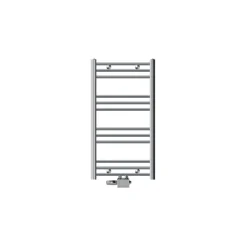 Badheizkörper Sahara 500x800 mm Chrome gebogen mit Mittelanschluss und Universale Anschlussgarnitur-ECD Germany