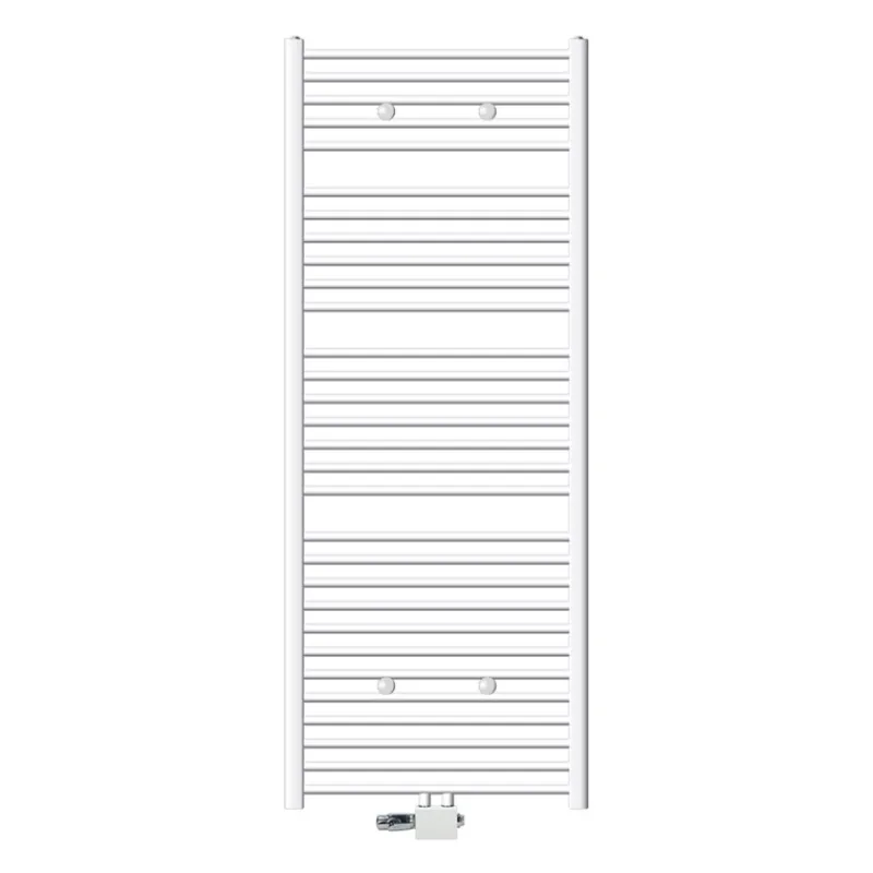 Badheizkörper Sahara 750x1800 mm Weiß gebogen mit Mittelanschluss und Universale Anschlussgarnitur LuxeBath-ECD Germany Discount