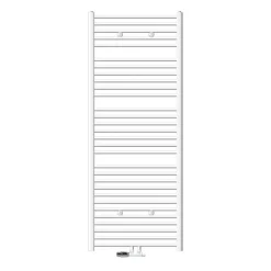 Badheizkörper Sahara 750x1800 mm Weiß gebogen mit Mittelanschluss und Wand Anschlussgarnitur LuxeBath-ECD Germany Best