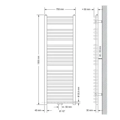 Badheizkörper Sahara 750x1500 mm Anthrazit gebogen mit Mittelanschluss LuxeBath-ECD Germany New