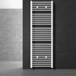 Badheizkörper Sahara 600x1800 mm Weiß gebogen mit Seitenanschluss LuxeBath-ECD Germany Hot