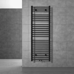 Badheizkörper Sahara 500x1500 mm Schwarz gerade mit Universal Thermostatventil LuxeBath-ECD Germany Online