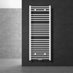 Badheizkörper Sahara 600x1500 mm Weiß gebogen mit Mittelanschluss LuxeBath-ECD Germany Best