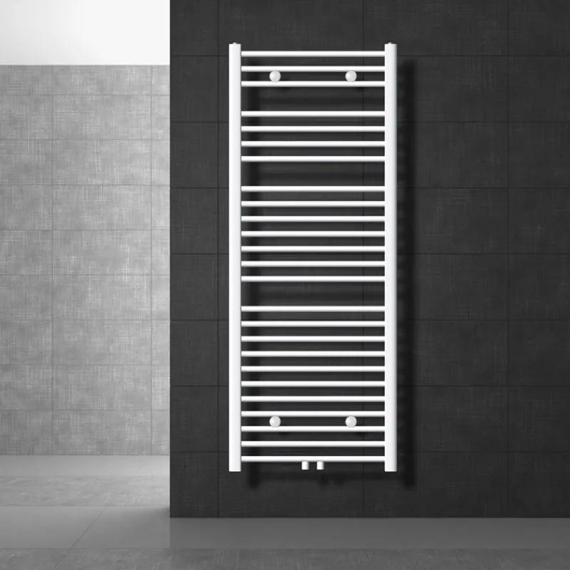 Badheizkörper Sahara 600x1500 mm Weiß gebogen mit Mittelanschluss LuxeBath-ECD Germany Best