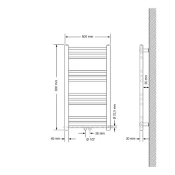Badheizkörper Sahara 500x800 mm Weiß gerade mit Mittelanschluss-ECD Germany Best