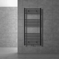 Badheizkörper Sahara 600x1200 mm Anthrazit gebogen mit Mittelanschluss LuxeBath-ECD Germany Clearance