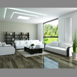 Badheizkörper Stella 370x1400 mm Weiß mit Universale Anschlussgarnitur-ECD Germany Outlet