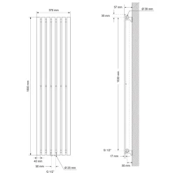 Badheizkörper Stella 370x1600 mm Weiß-ECD Germany