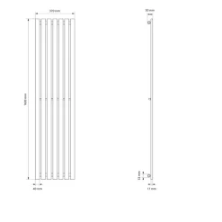 Badheizkörper Stella 370x1600 mm Anthrazit mit Boden Anschlussgarnitur-ECD Germany Clearance