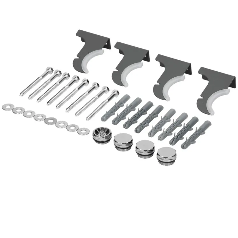 Badheizkörper Stella 370x1600 mm Anthrazit mit Wand Anschlussgarnitur-ECD Germany Outlet