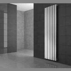 Badheizkörper Vertikal mit Mittelanschluss 370x1600 mm Weiß mit Universal Anschlussgarnitur LuxeBath-ECD Germany