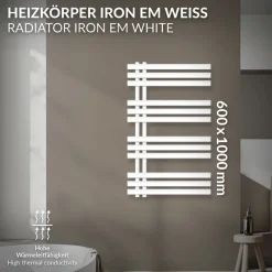 Badheizkörper 600x1000 mm Weiß LuxeBath-ECD Germany Outlet