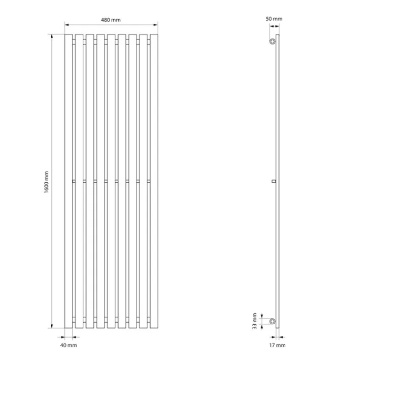 Badheizkörper 480x1600 mm Weiß mit Boden Anschlussgarnitur-ECD Germany Discount
