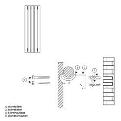 Badheizkörper 480x1600 mm Weiß mit Boden Anschlussgarnitur-ECD Germany Discount
