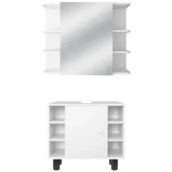 Badmöbel Set 2-Teilig modernen Stil Weiß aus Holz ML-Design-ECD Germany