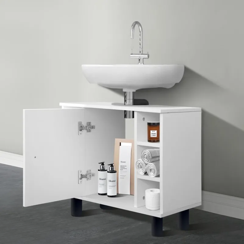 Badmöbel Set 2-Teilig modernen Stil Weiß aus Holz ML-Design-ECD Germany