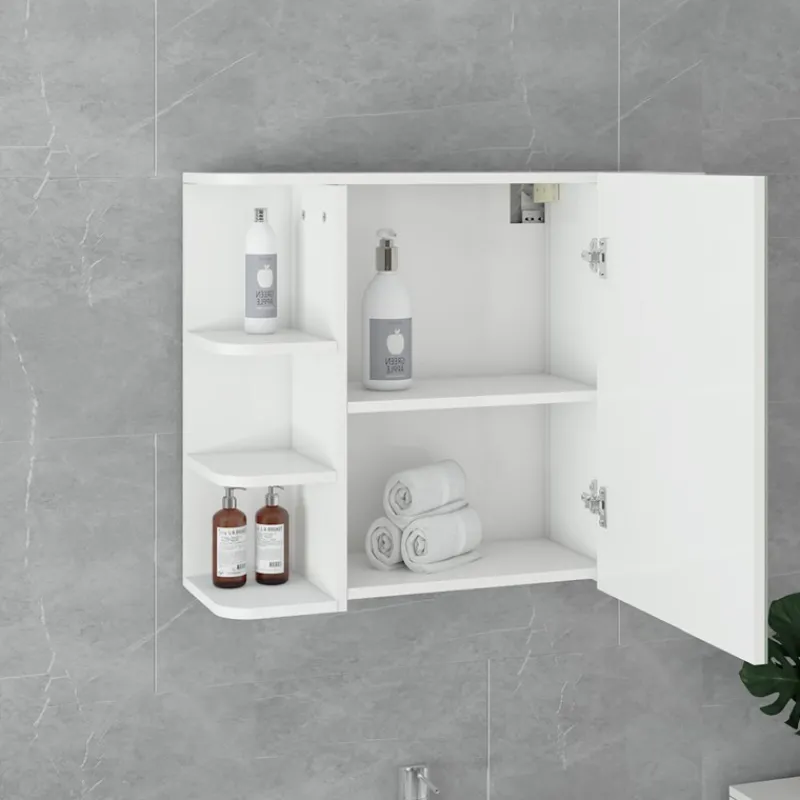 Badmöbel Set 2-Teilig modernen Stil Weiß aus Holz ML-Design-ECD Germany