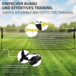 Badminton Netz inkl. 3 Federbällen 500x103x155 cm Schwarz aus Polyethylen-ECD Germany Discount