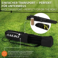 Badminton Netz inkl. 3 Federbällen 500x103x155 cm Schwarz aus Polyethylen-ECD Germany Discount