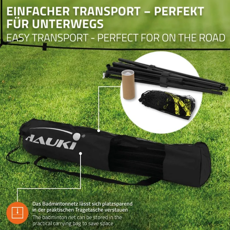 Badminton Netz inkl. 3 Federbällen 500x103x155 cm Schwarz aus Polyethylen-ECD Germany Discount