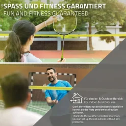 Badminton Netz inkl. 3 Federbällen 500x103x155 cm Schwarz aus Polyethylen-ECD Germany Discount