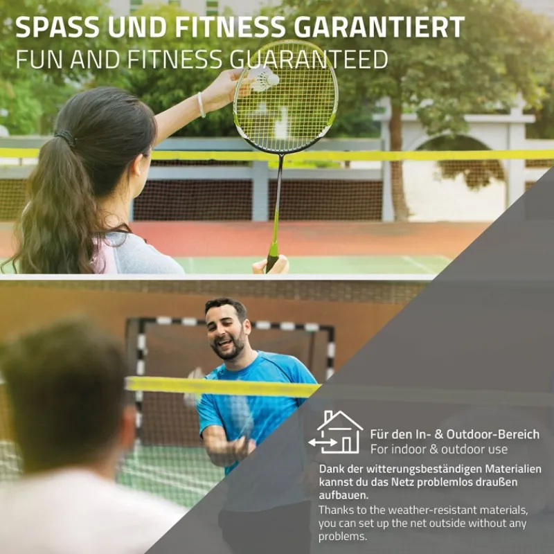 Badminton Netz inkl. 3 Federbällen 500x103x155 cm Schwarz aus Polyethylen-ECD Germany Discount