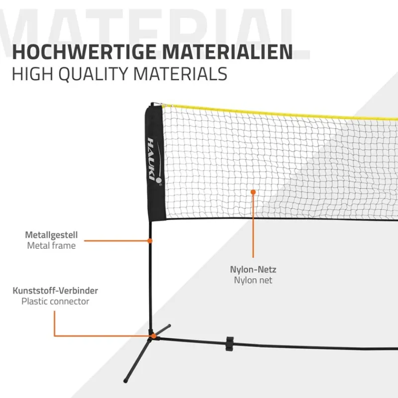 Badminton Netz inkl. 3 Federbällen 500x103x155 cm Schwarz aus Polyethylen-ECD Germany Discount