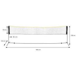 Badminton Netz inkl. 3 Federbällen 500x103x155 cm Schwarz aus Polyethylen-ECD Germany Discount